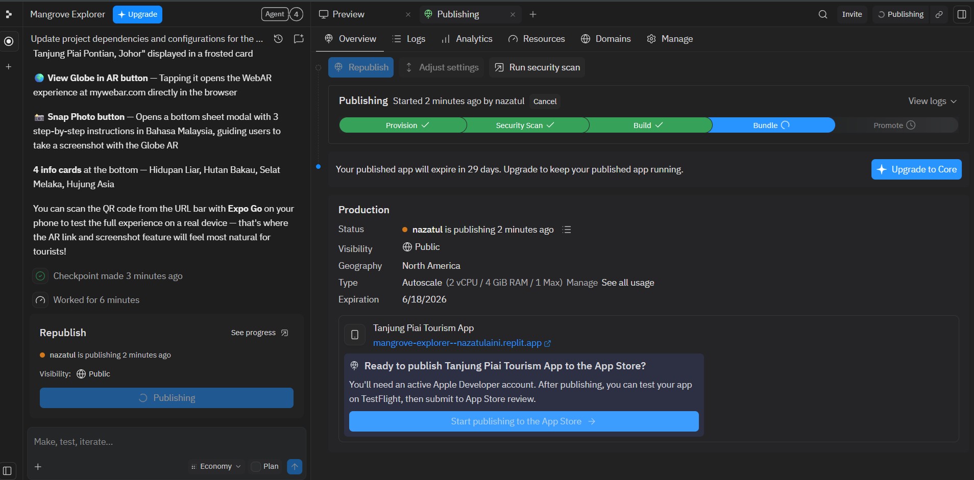 Replit Publishing Dashboard